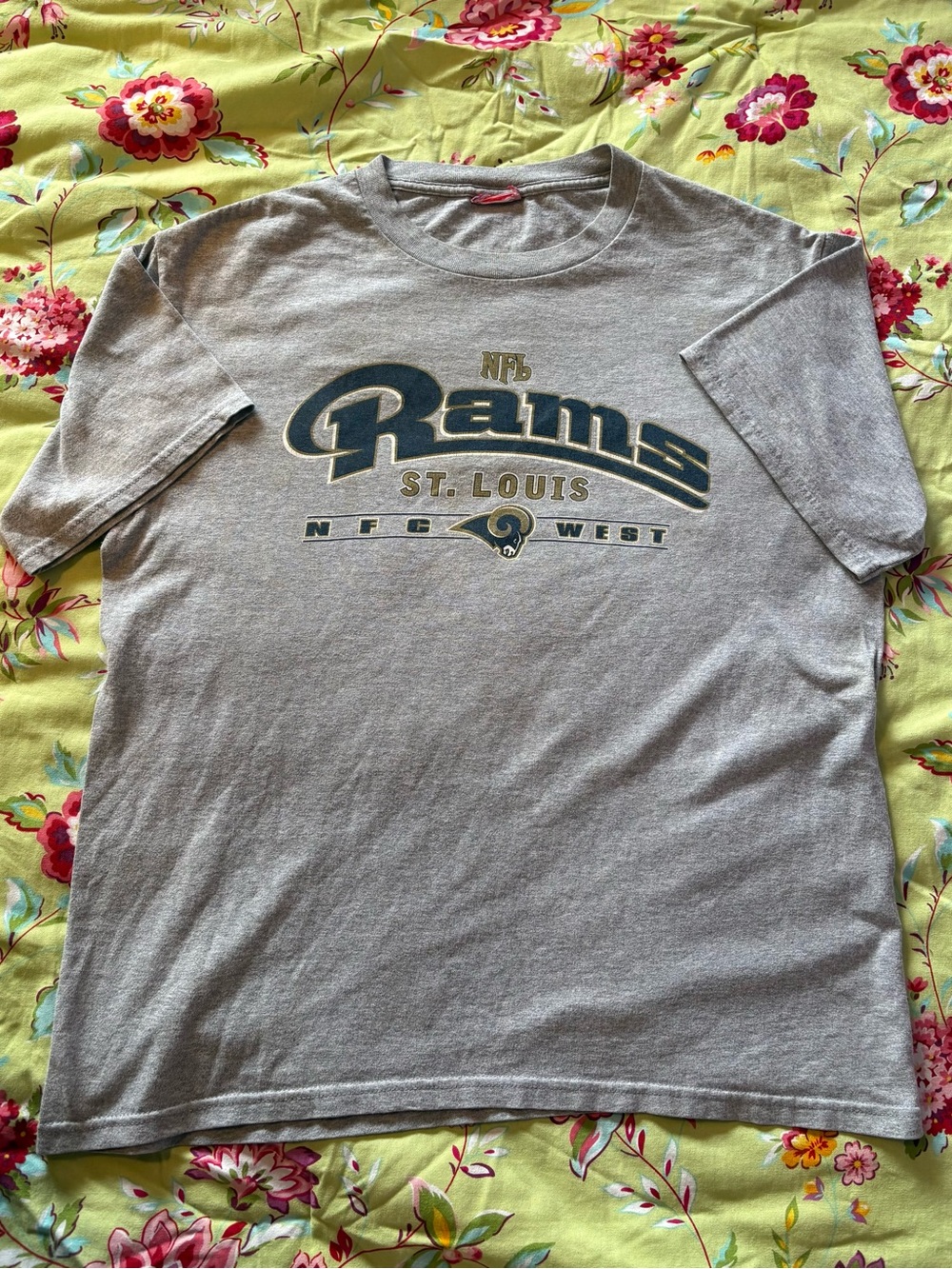 St Louis Rams x NFL Team Apparel vtg NFC West grey Tee XL 28”x24” GUC